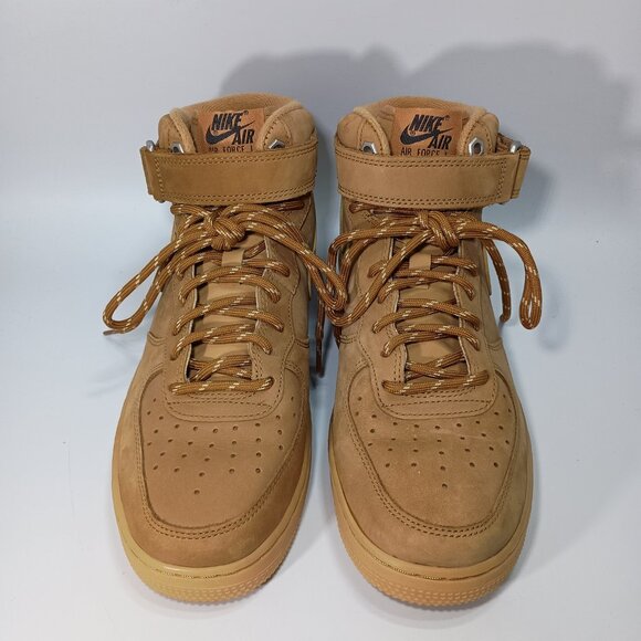 RARE Nike Air Force 1 Mid 07 PRM QS 2014 Flax Wheat 715889-200 Men's Size 8" - Picture 2 of 9